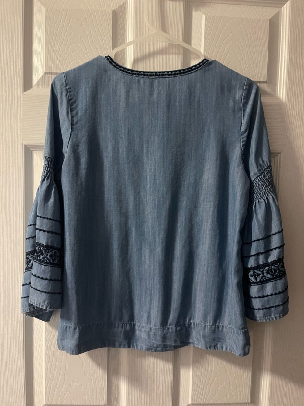 Crown &Ivy Denim Embroidered Blouse - Picture 3 of 3